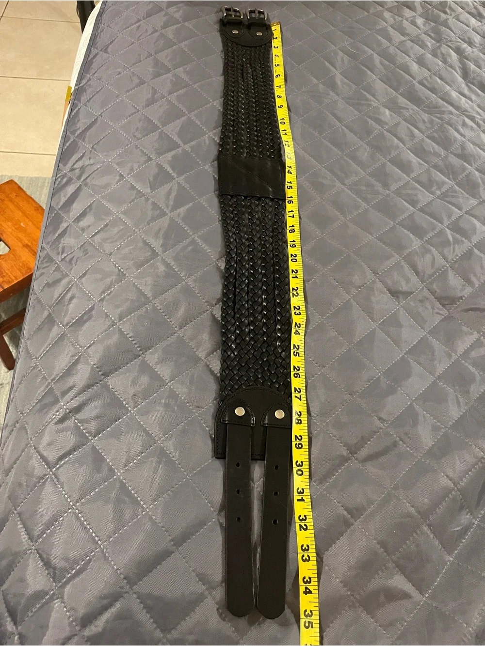 Tracy Reese Plenty Wide Black Braided Waist Belt Double Buckles